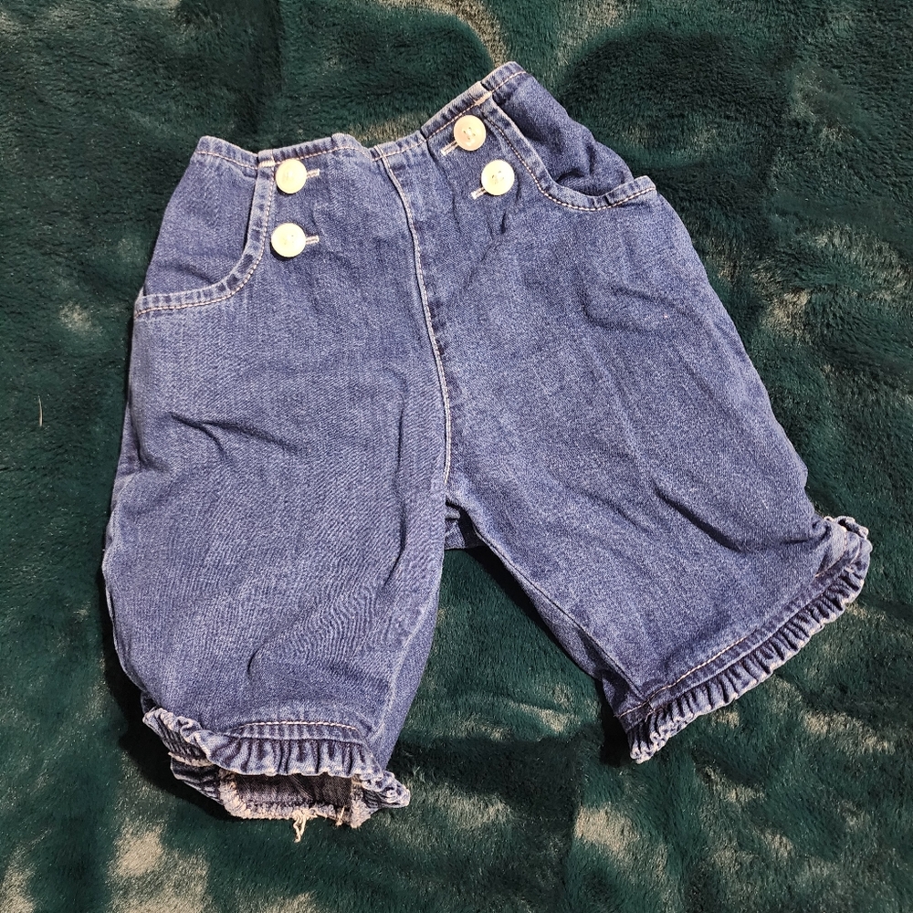 Vintage Baby GAP Blue Denim Ruffled Shorts 6-12mo